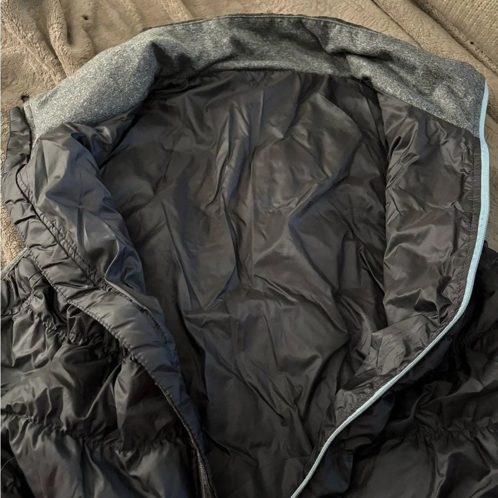 Tangerine Dark Gray and Silver Puffer Vest Full Zip